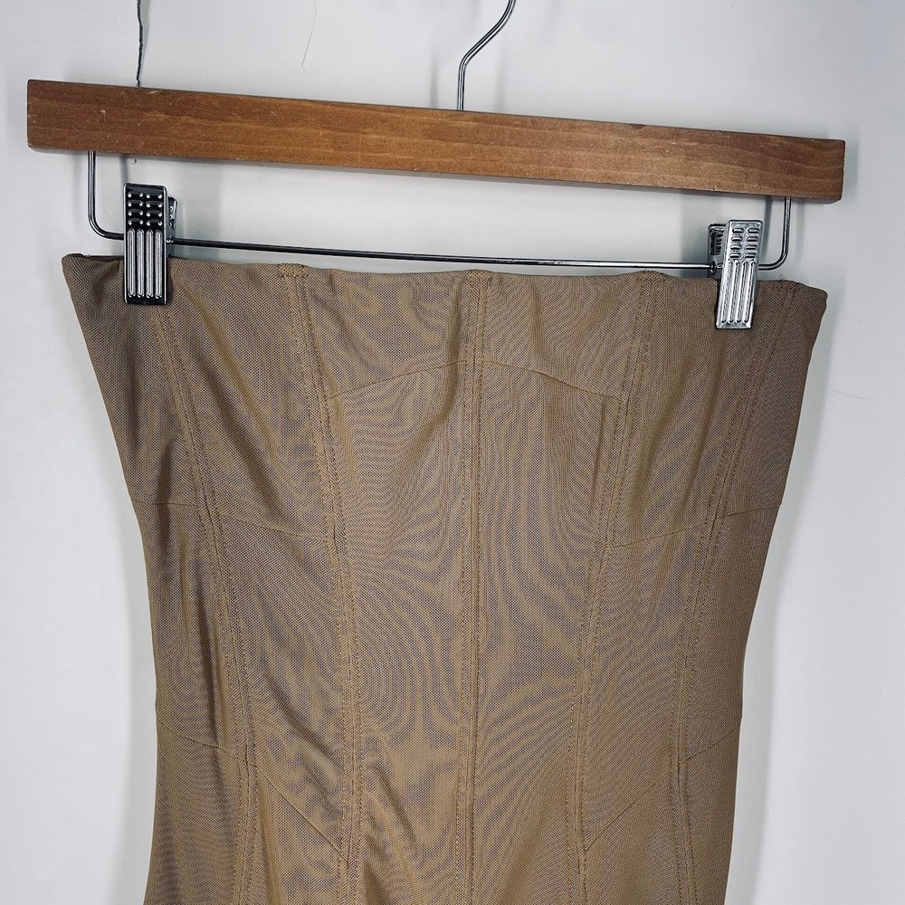 Outcast Womens Tan Mesh Strapless Corset Top Size M Boning Detail Back Zip - Picture 6 of 13
